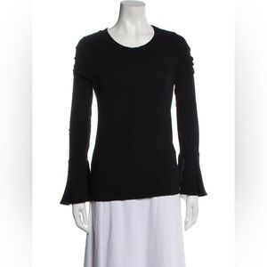 Carbon38 Black ribbed bell sleeve‎ long sleeves Blouse Top Size large